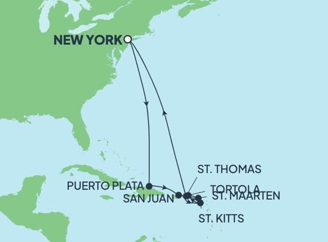 rutekort-rejseplan-newyork-til-caribien-ncl-bliss