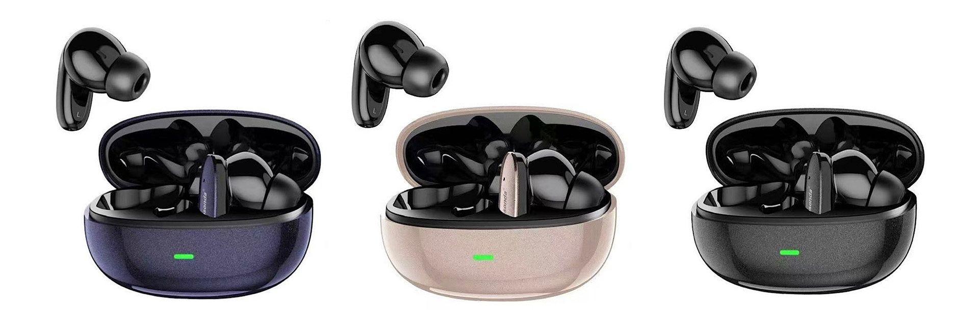 Earbudsiallefarverguldsortogblaa